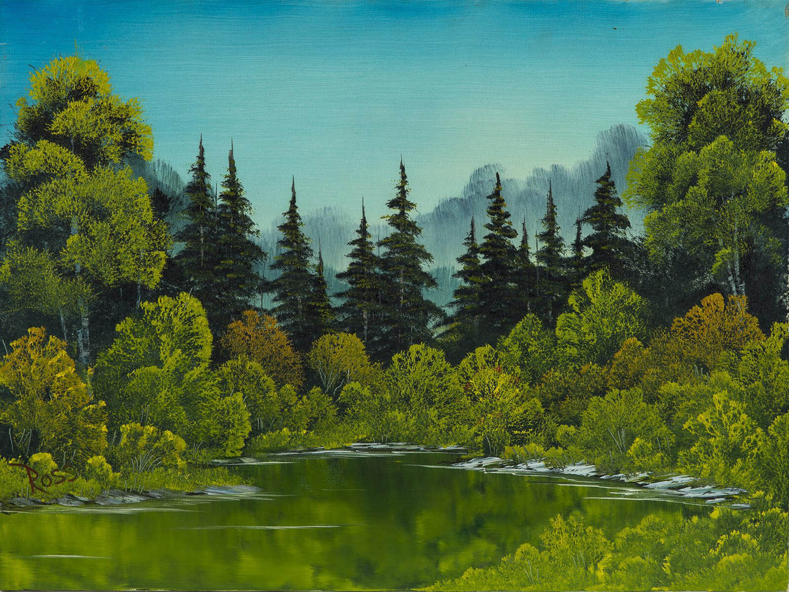 Bob Ross, Meadow Lake, Original Oil Painting, 1982. Image Used with Permission © Modern Artifact.